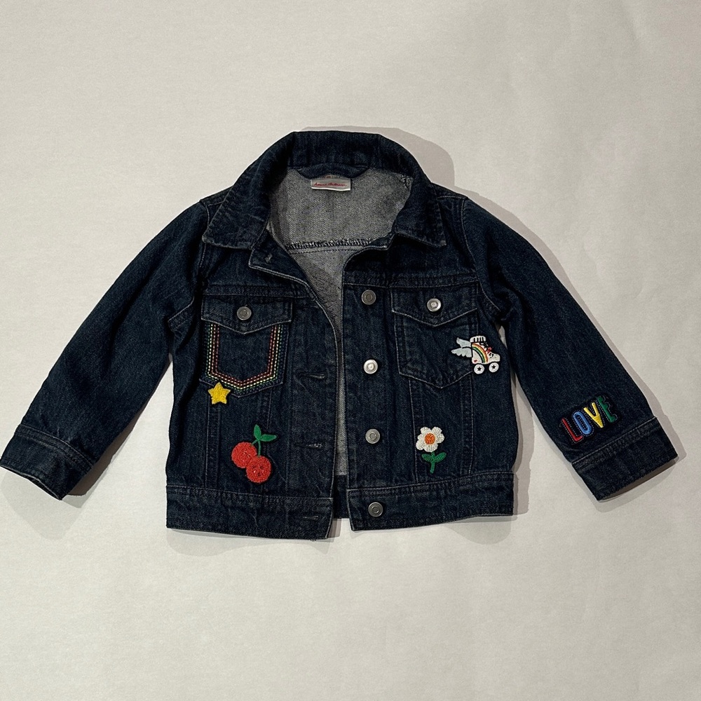 Hanna Andersson Jean Jacket with Colorful Unicorn Embroidery